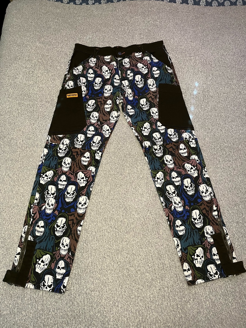 Men’s Brand X Streetwear Jeans, Graphic Skull “Reaper” Denim Cargo Pant, size 36